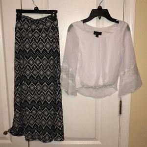 Amy’s Closet 2pc top & maxi skirt blk/wht S(7-8)